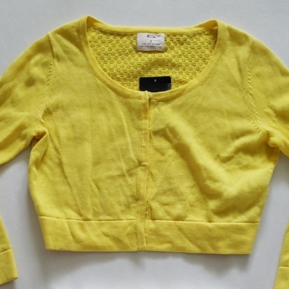 PINS AND NEEDLES yellow knit cropped cardigan